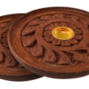 Round Carved Wood Stick and Cone Incense Burner - 2 Pack