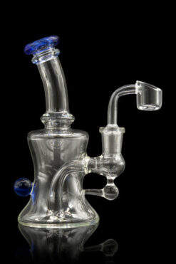 Marble-Studded Dab Rig with Colored Accents - Blue Ball