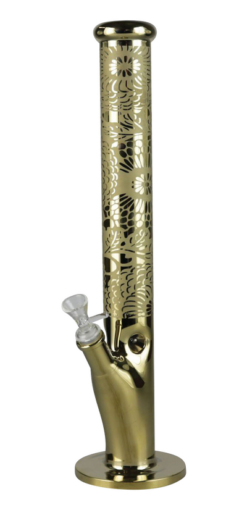 Gold Floral Straight Tube Water Pipe