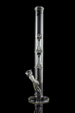 Thick Glass Straight Tube Bong with Showerhead Perc - Available with Multiple Percs