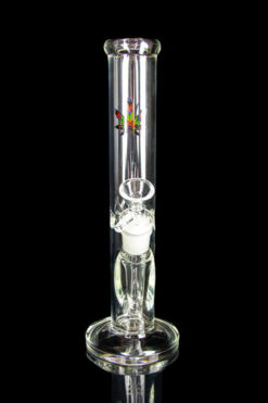 Straight Tube Water Pipe - Rainbow Pot Leaf