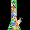 Mandala Hemp Leaf Glow In The Dark Beaker Water Pipe