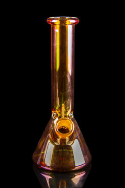 Glass Beaker Base Ice Bong with Metallic Finish