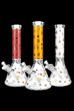 Foil Canna-Leaf Print Beaker Bong
