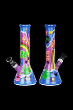 Beach Vibes 420 Painted Glass Water Pipe