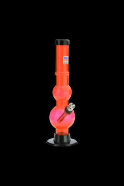 Acrylic Straight Double Bubble Bong in Orange