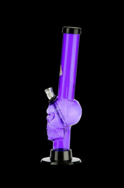 Purple Acrylic Straight Skull Base Bong